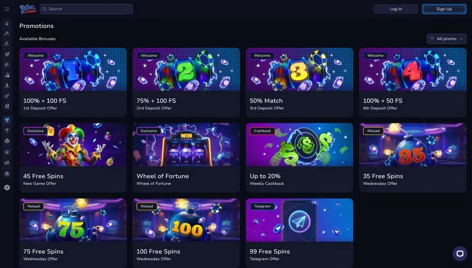 7bit Casino bonus page screenshot