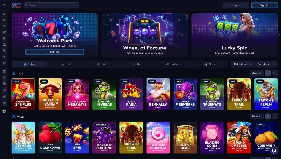 7bit Casino main page screenshot