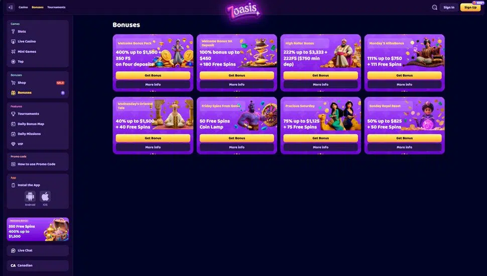 7oasis bonuses