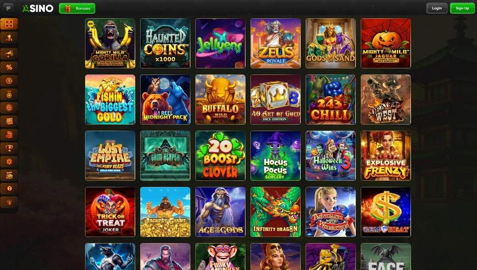 Asino Casino slots page screenshot