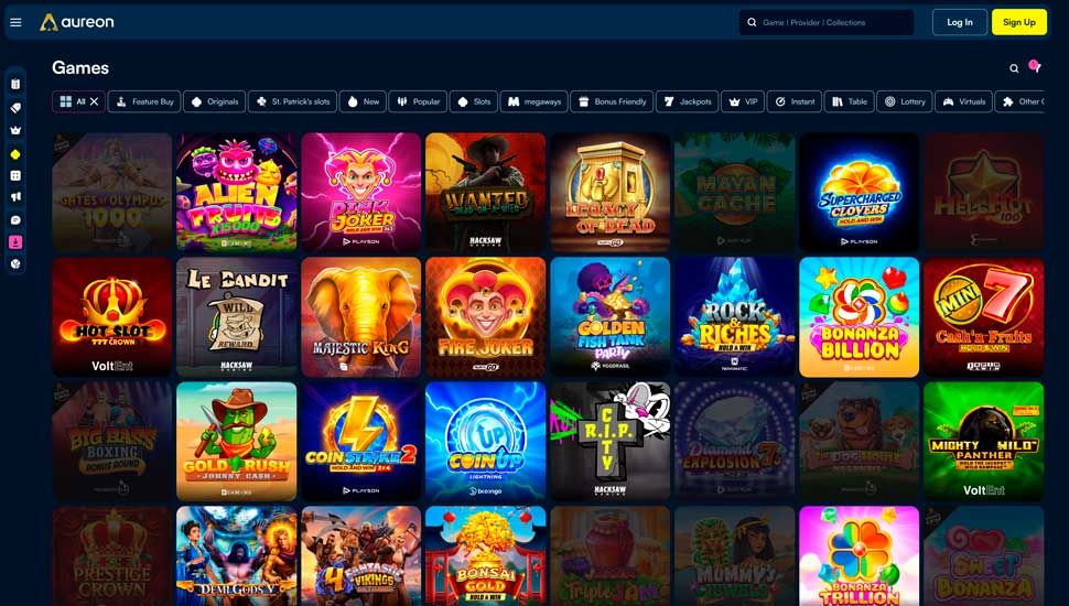 Aureonplay Casino slots page screenshot