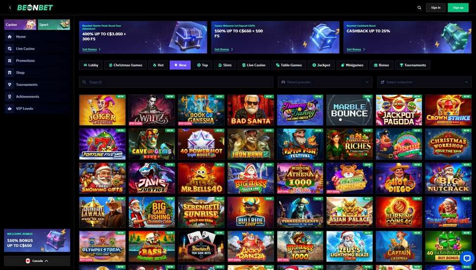BeonBet Casino slots page screenshot