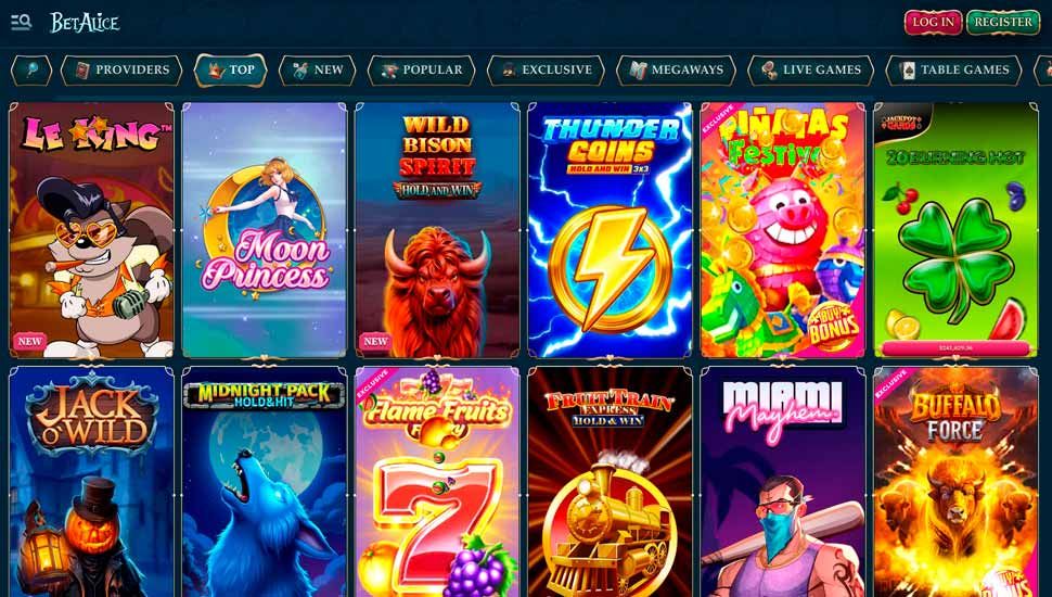 Betalice Casino slots page screenshot
