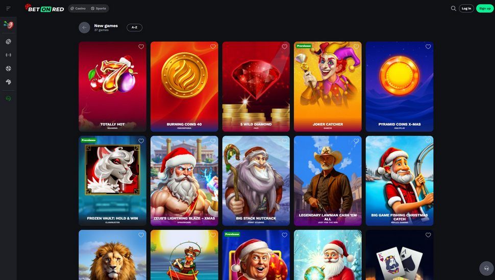 BetOnRed Casino slots page screenshot