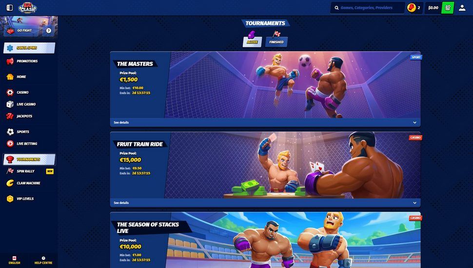 BigClash Casino tournaments page screenshot