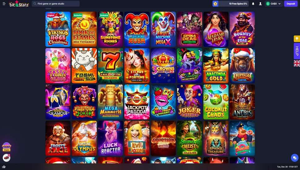 Bitstarz Casino slots page screenshot