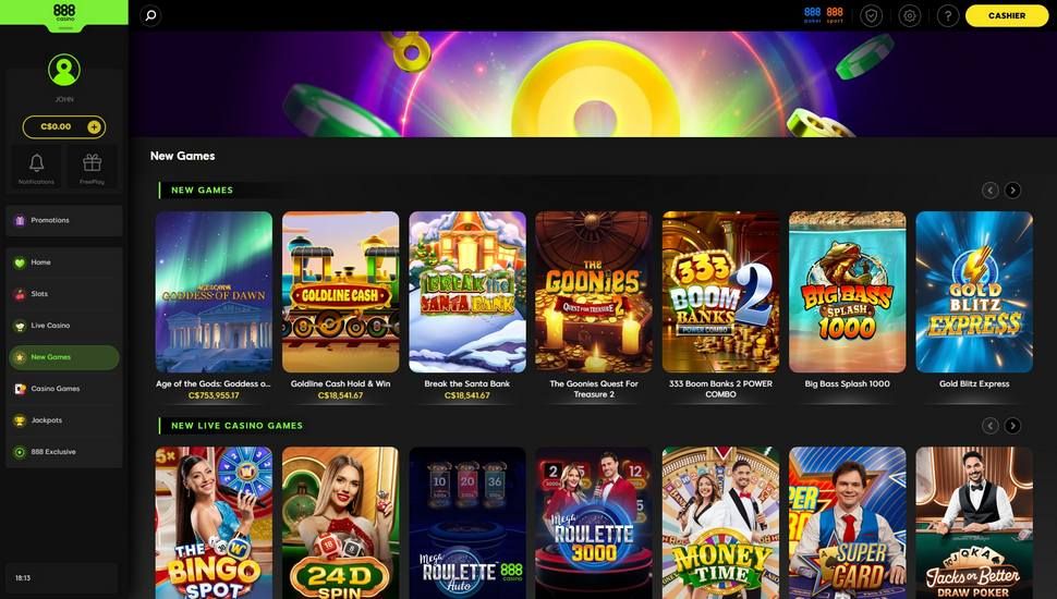 888 Casino slots page screenshot