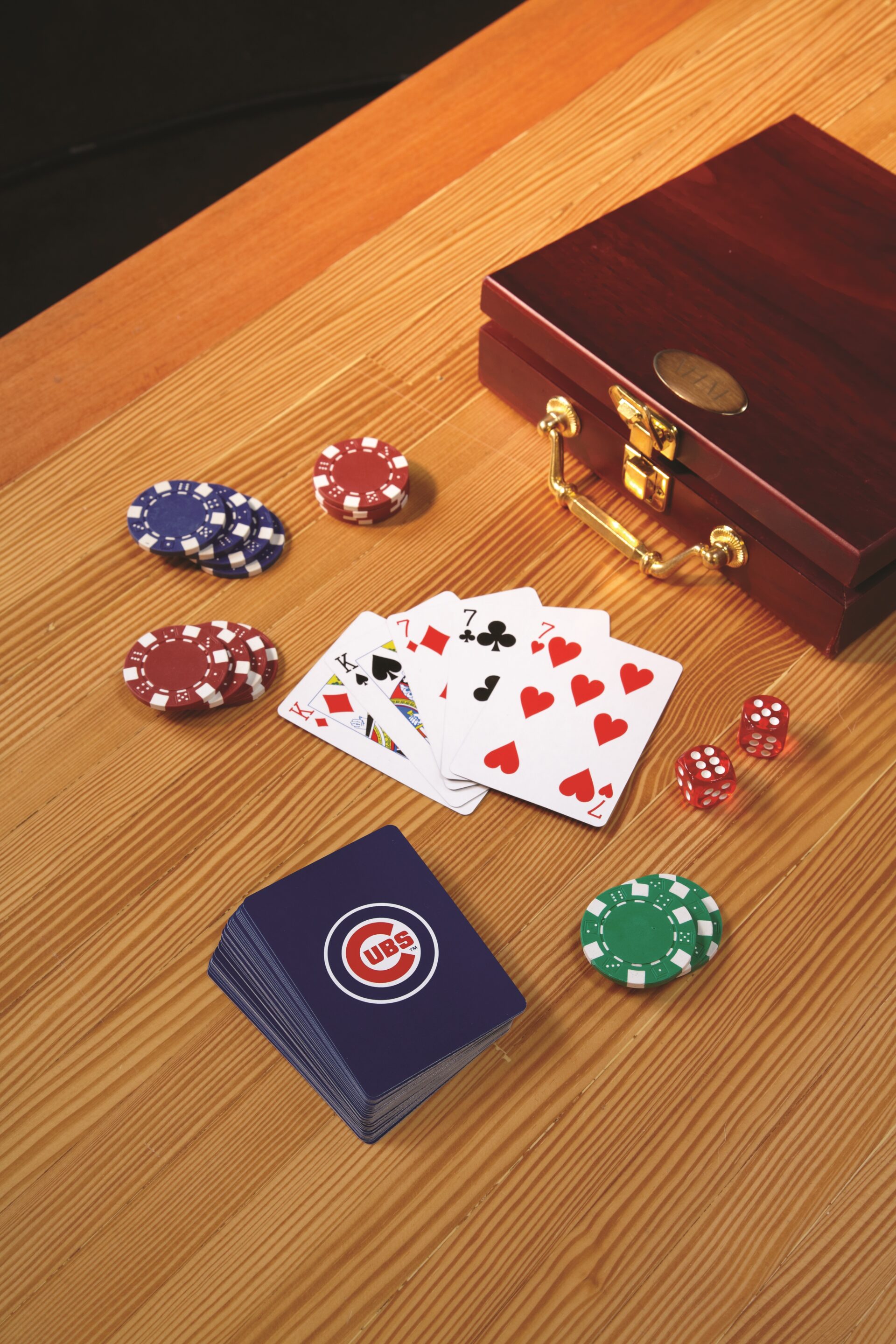 Poker chips and cards used for casino session limit planning