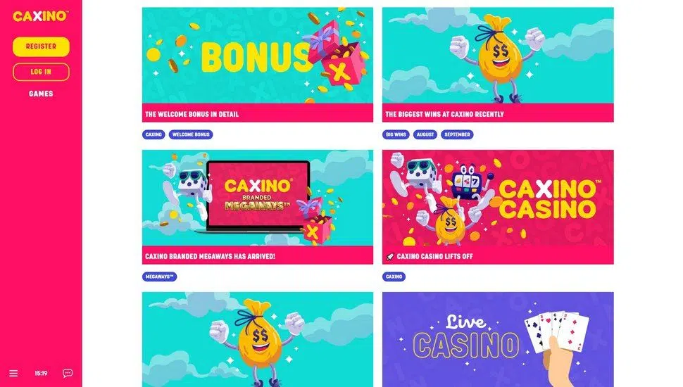 Caxino Casino bonus page screenshot