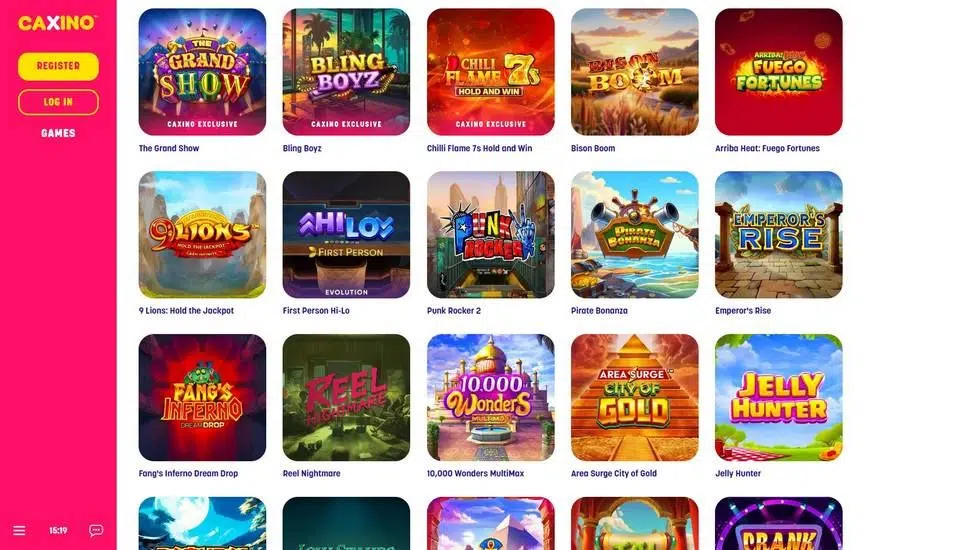 Caxino Casino games page screenshot