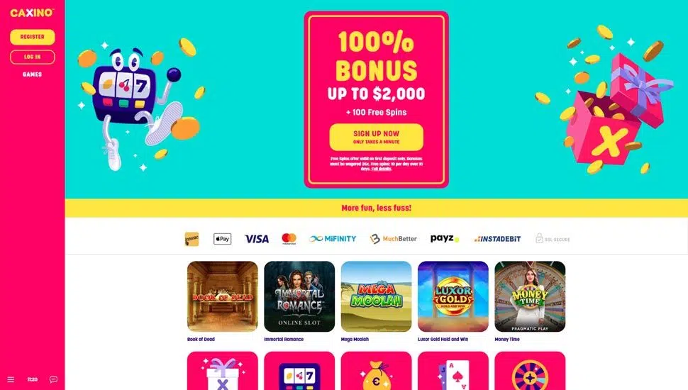 Caxino Casino main page screenshot