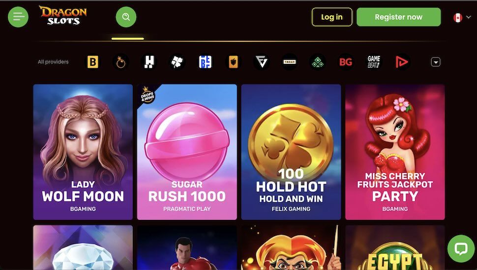 DragonSlots Casino game lobby screenshot