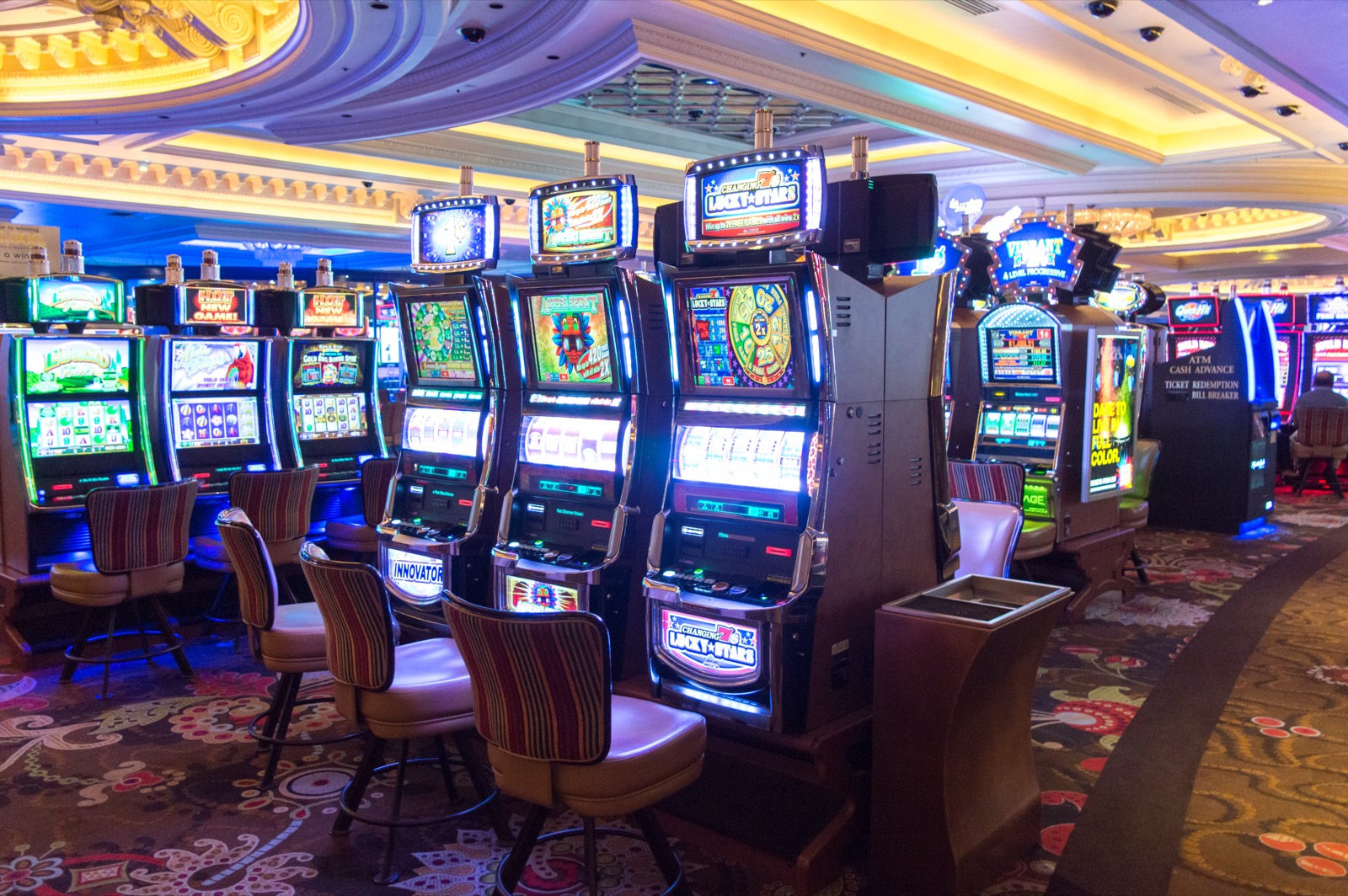 Casino slot machines representing high-volume gambling promotions