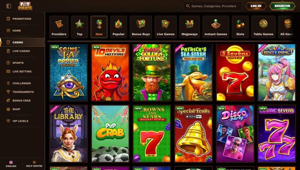 Fatpirate Casino slot lobby screenshot