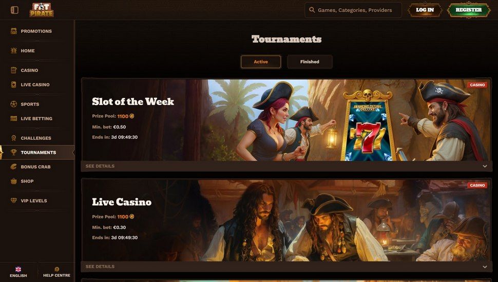 Fatpirate Casino tournaments page screenshot