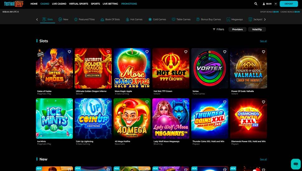 Festivalplay Casino slot lobby screenshot