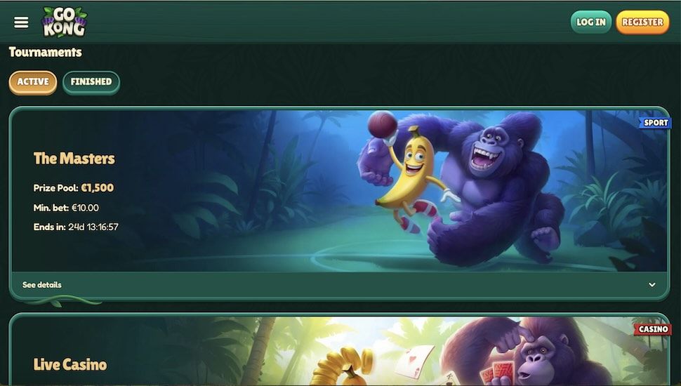 GoKong Casino tournaments page screenshot