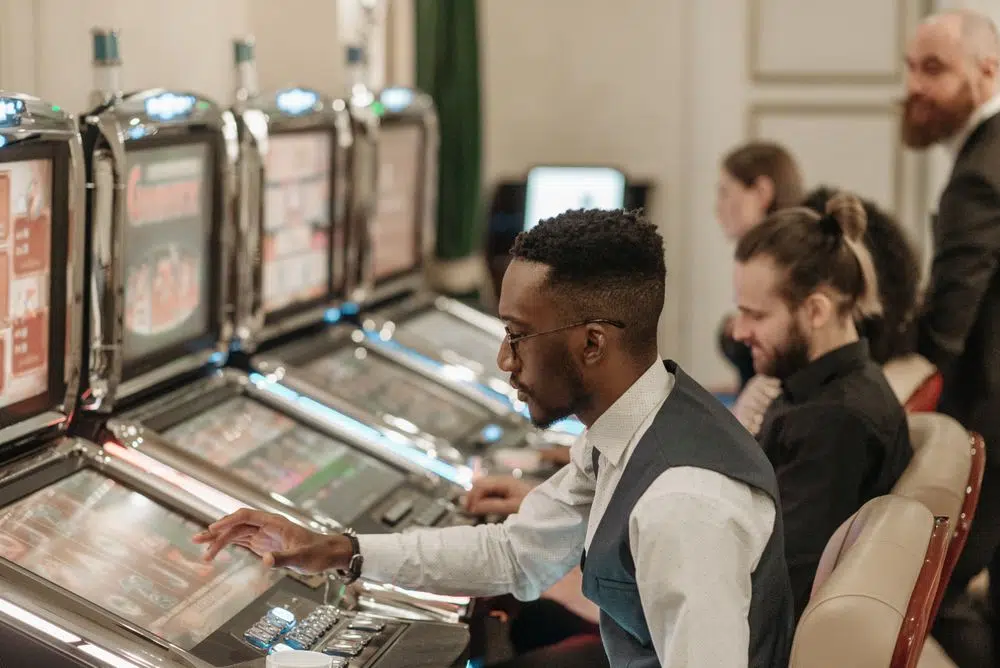 Casino players using electronic gaming machines in Las Vegas