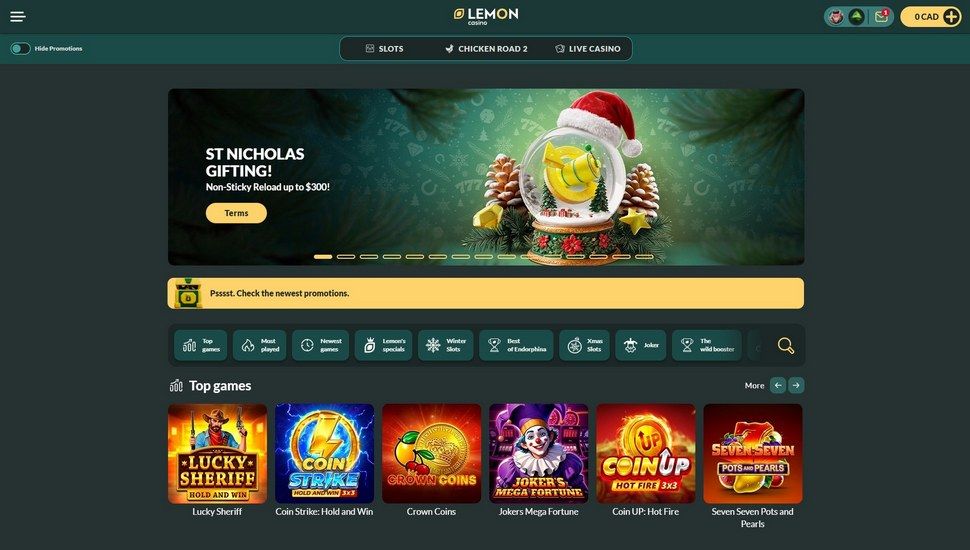 Lemon Casino homepage screenshot