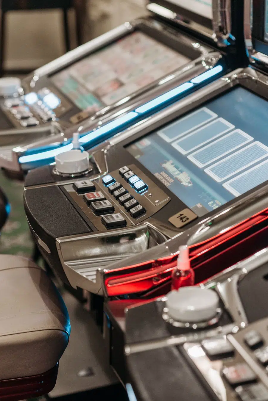 Real electronic casino machine used to test slot speed and controls