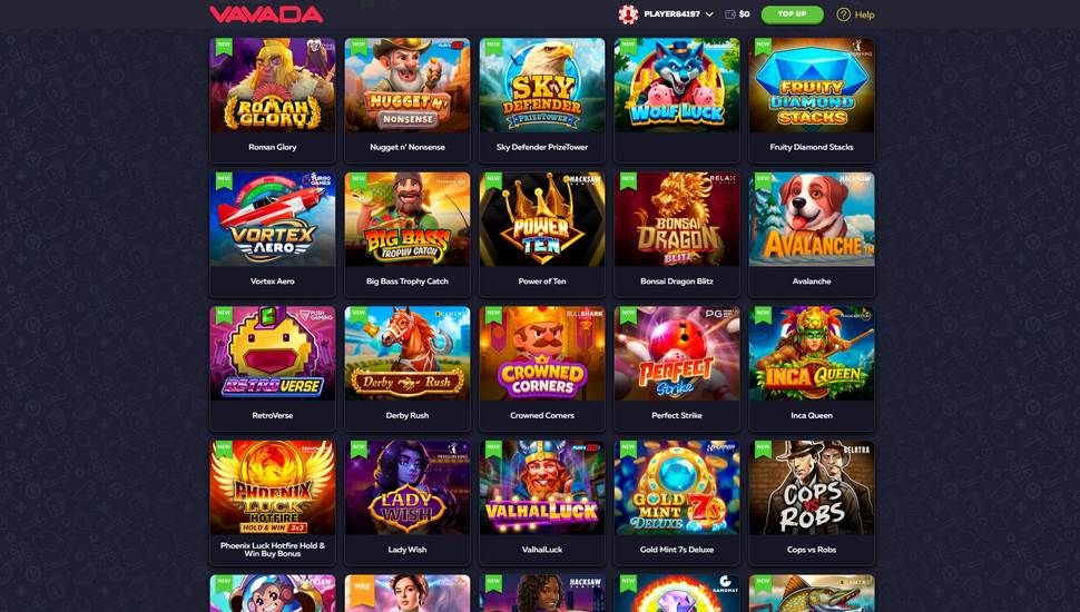 Vavada Casino slots page screenshot