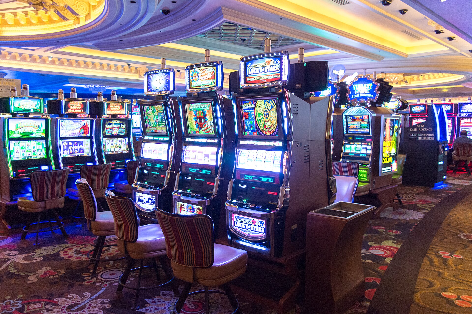 Casino slot machines representing RNG certification and game testing labs
