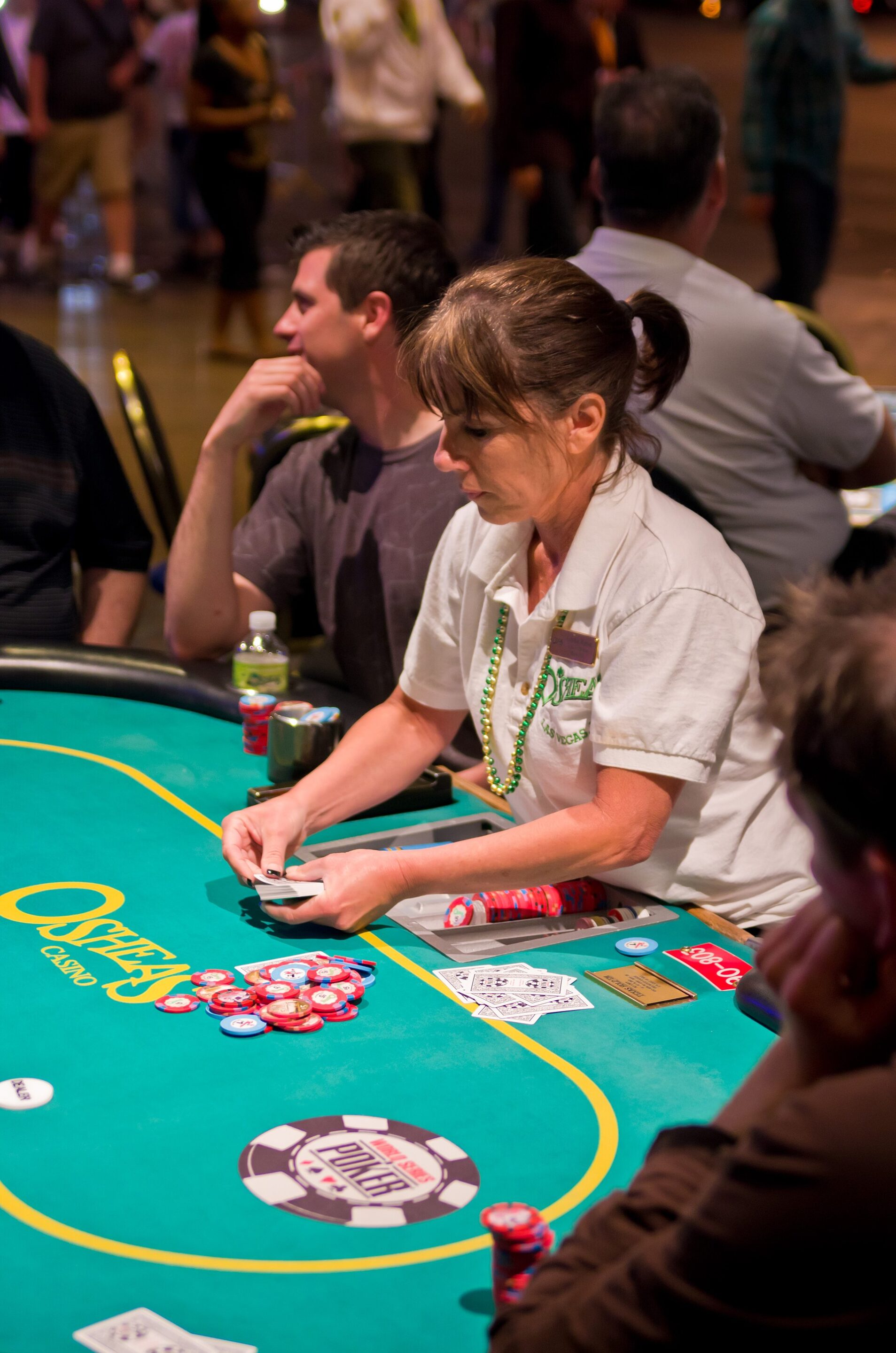 Poker table representing casino hold percentage and operator win