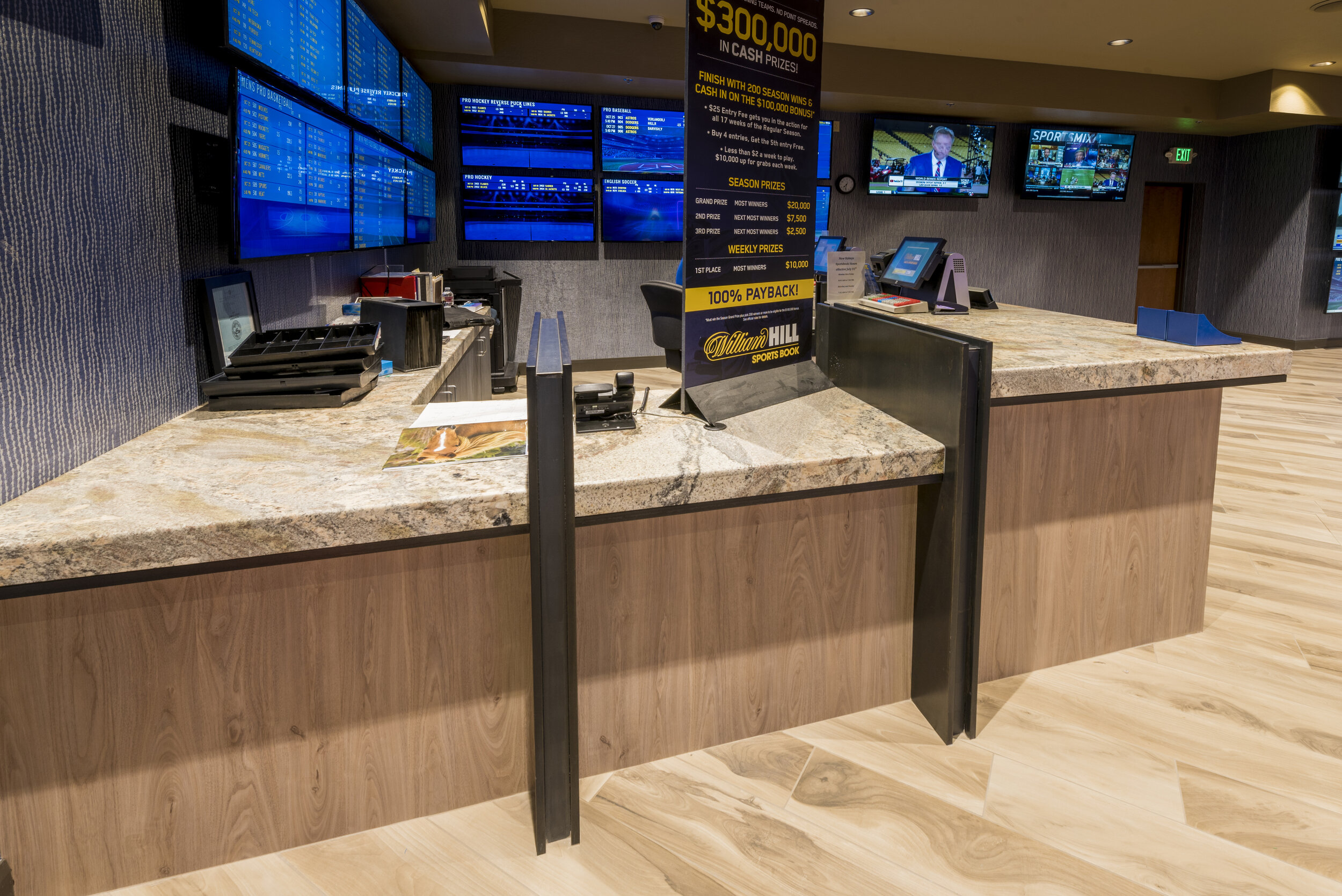 Sports book counter representing a casino withdrawal delay and payment review