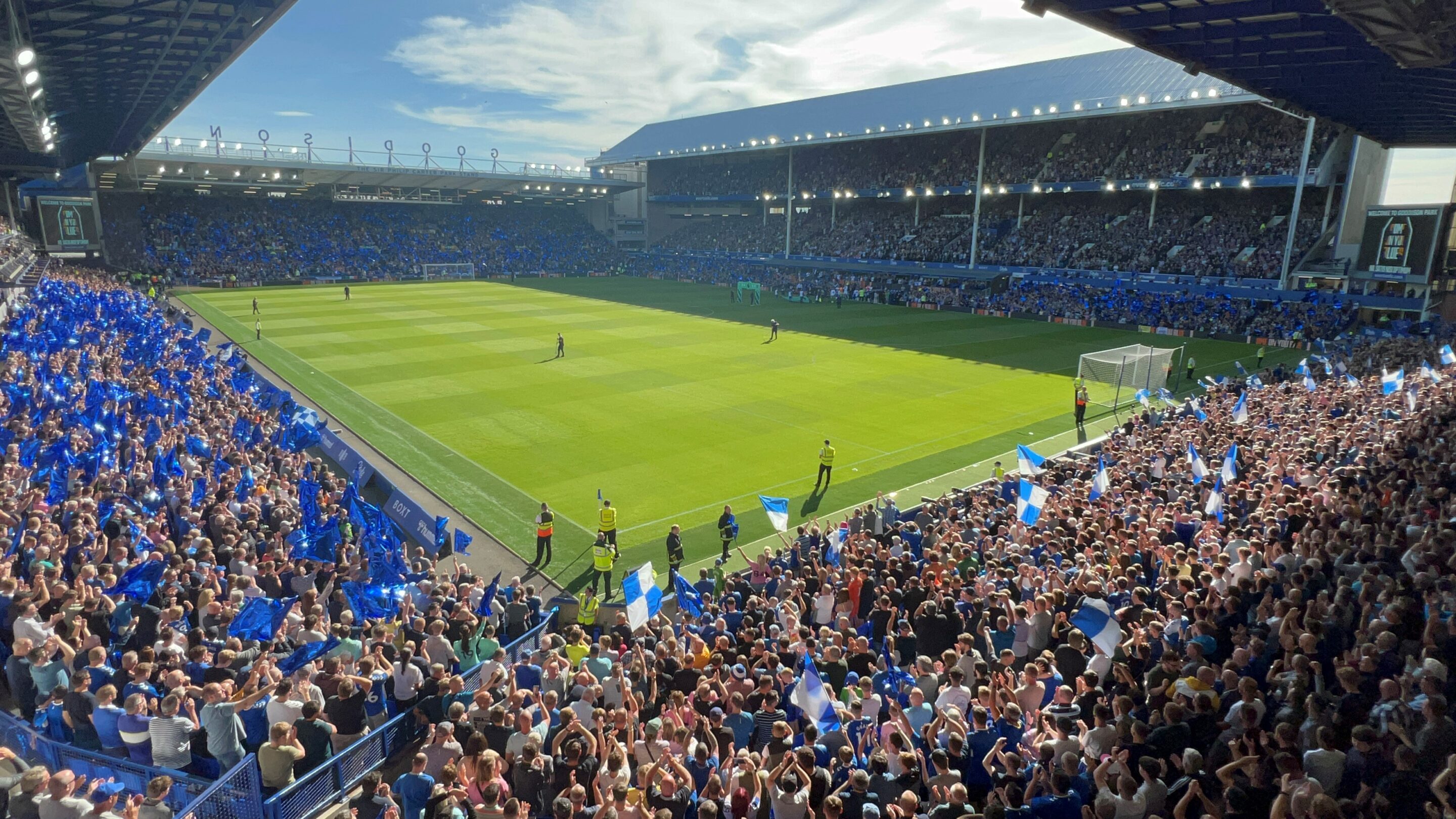 Goodison Park crowd representing the Everton Stake sleeve sponsor agreement
