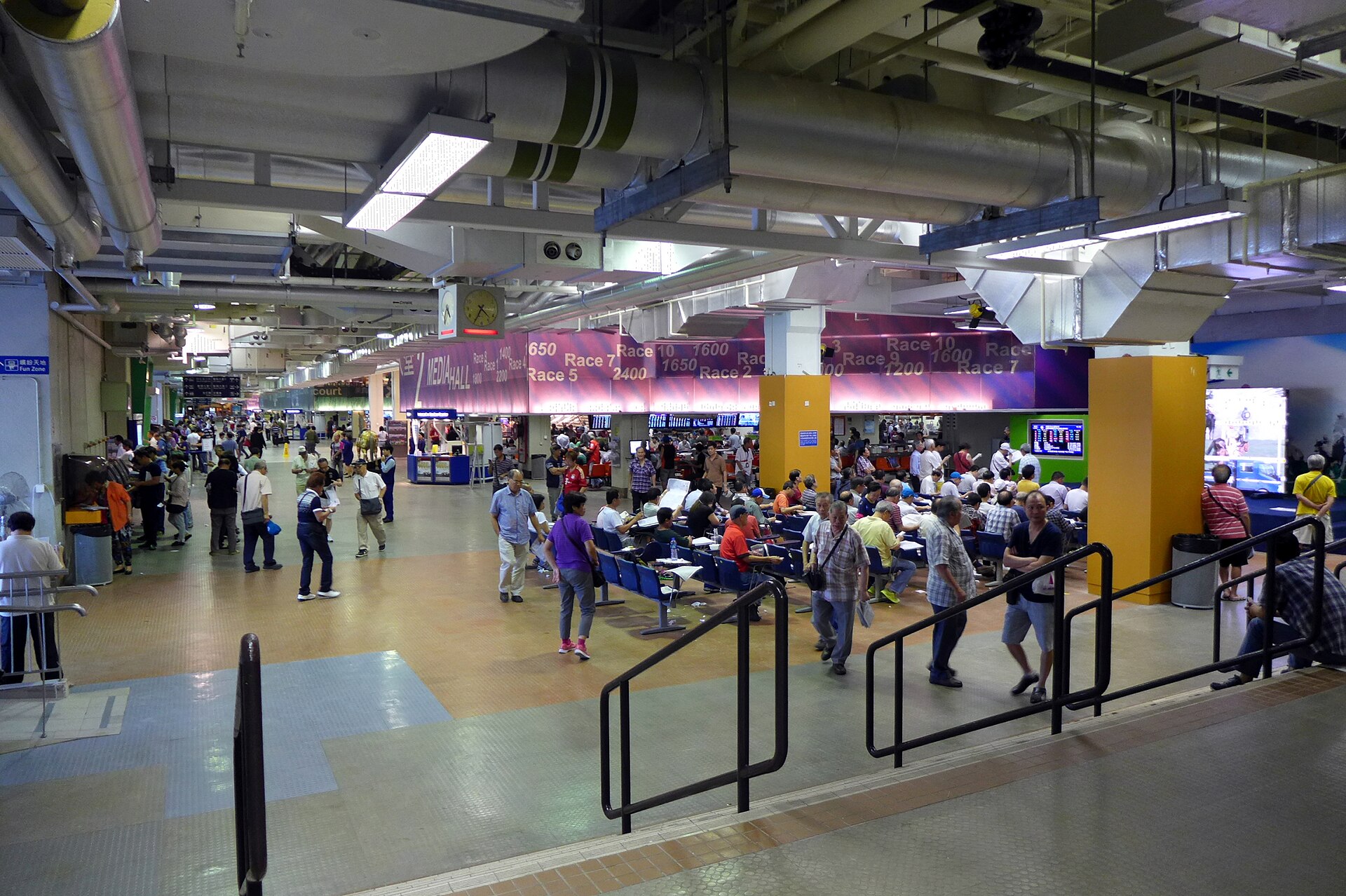 Public betting hall screens representing the EveryMatrix Betcenter sportsbook technology deal