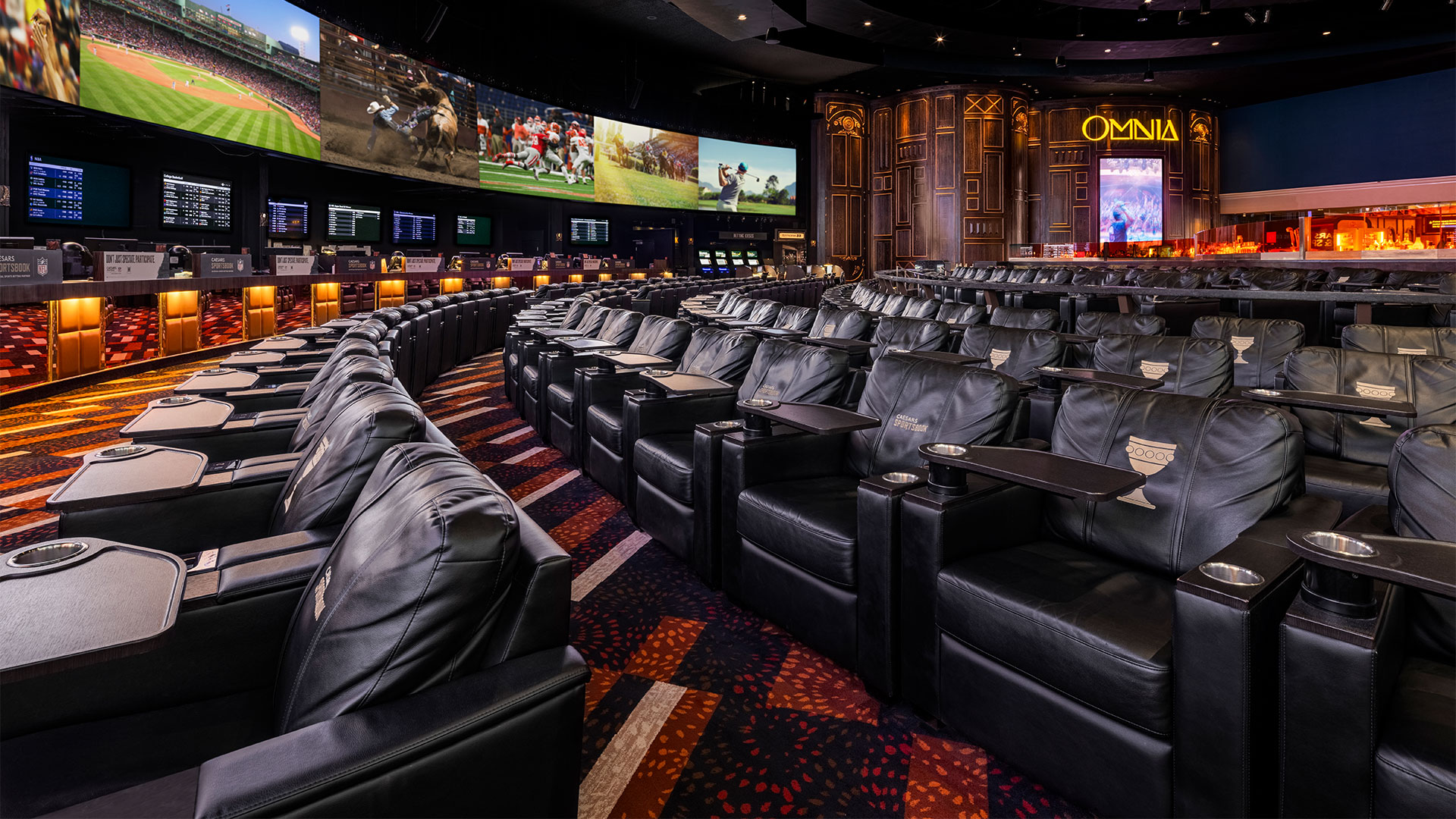 Sportsbook seating area representing a casino budget without credit cards