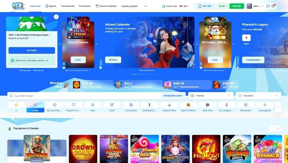 Ice Casino main page