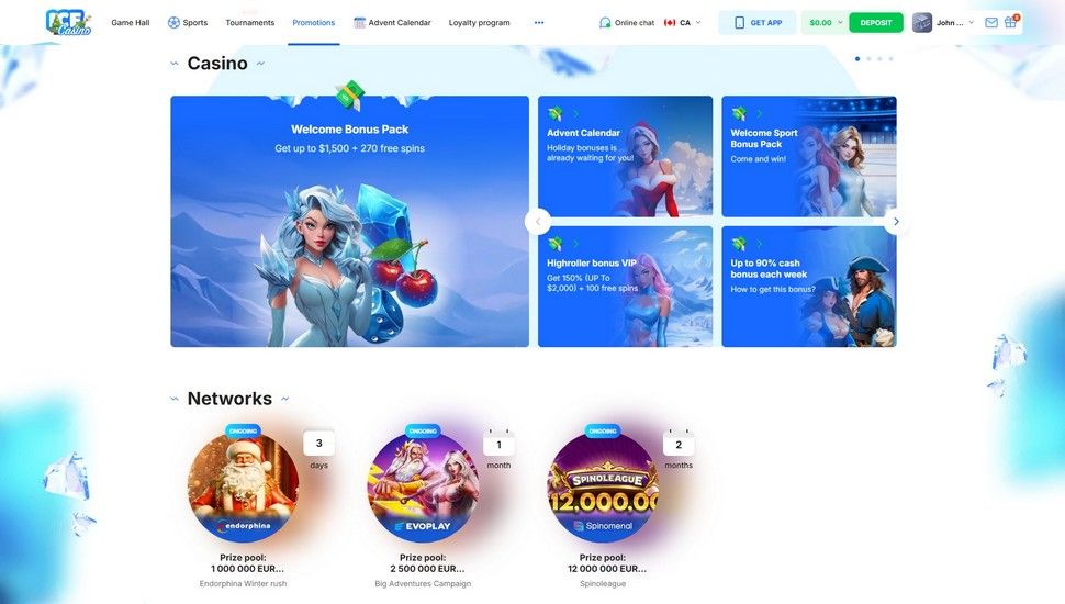 Ice Casino bonus page