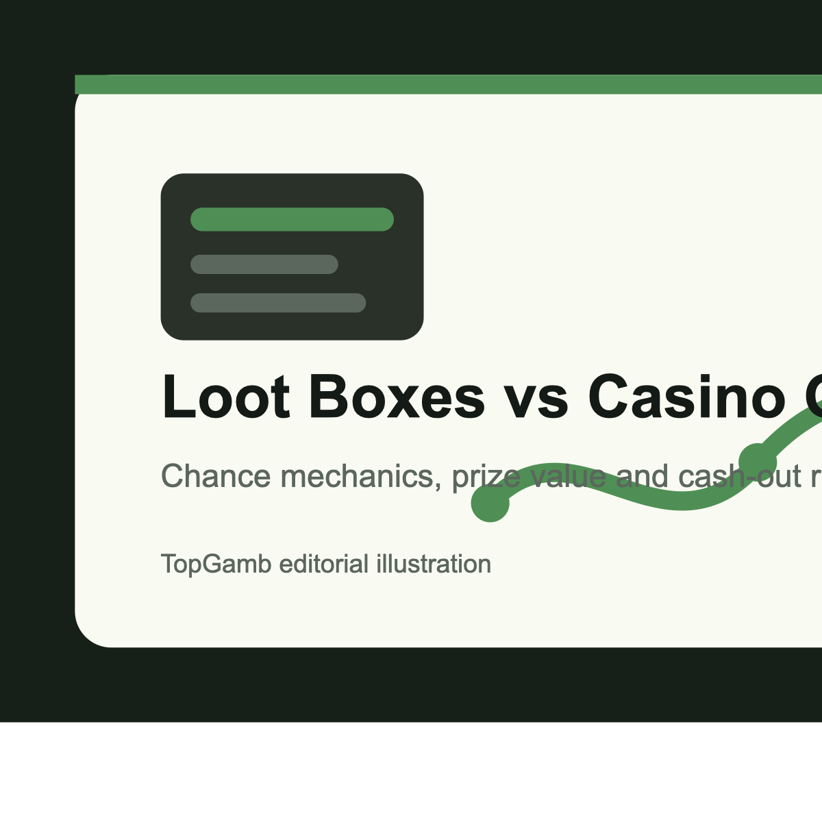 Loot box and casino-chip graphic explaining the difference between loot boxes and gambling