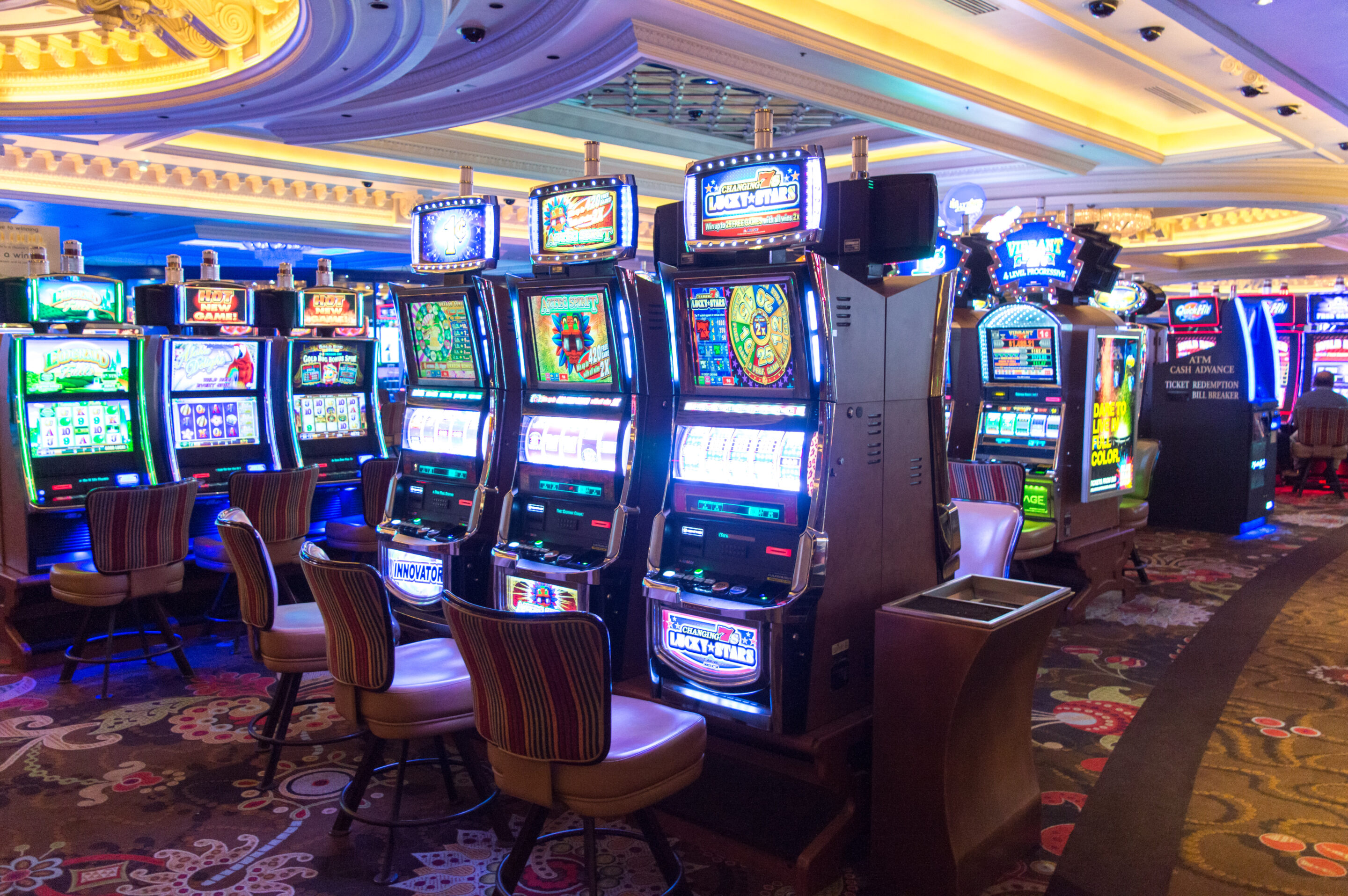 Slot machines on a casino floor representing Denmark online casino market growth