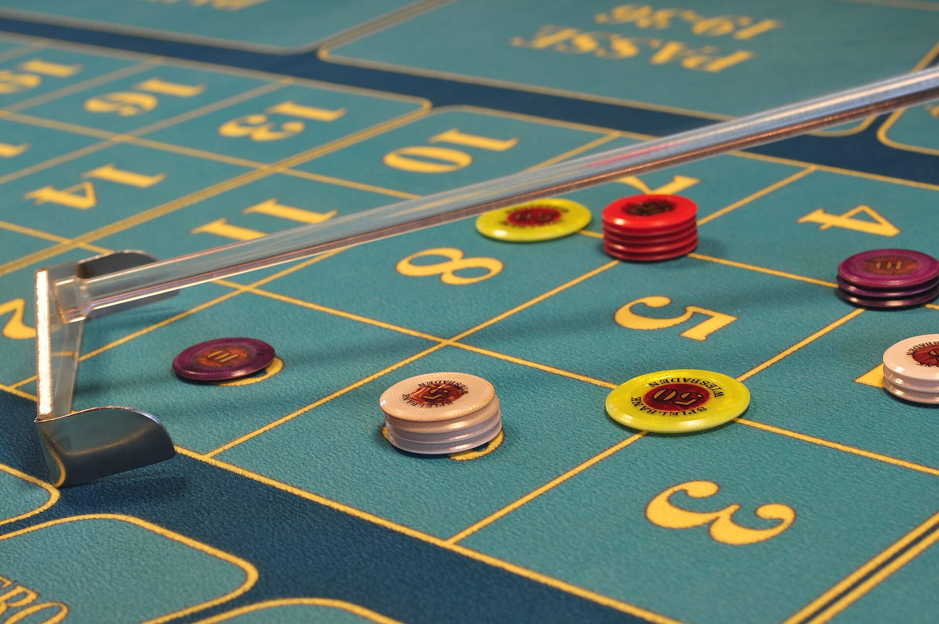 Casino table representing overround and bookmaker margin in betting odds