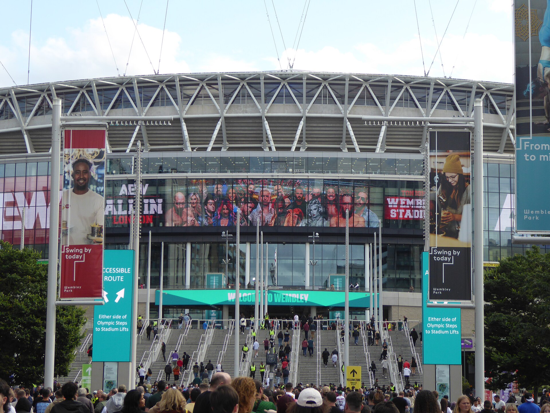 Wembley Stadium exterior representing World Cup football attention and sportsbook promotion checks