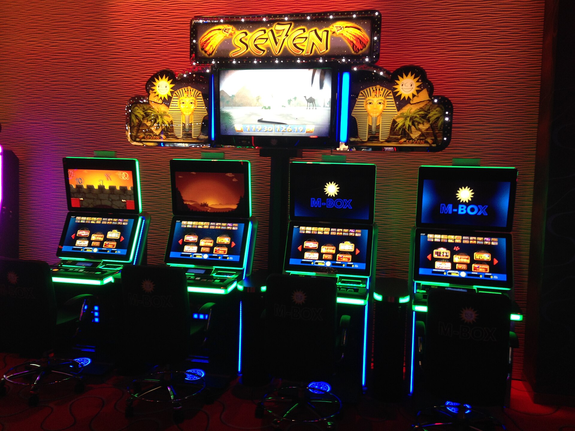 Slot machines representing slot volatility index and bankroll swings