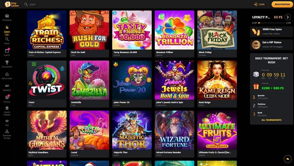 Stay Casino slots page