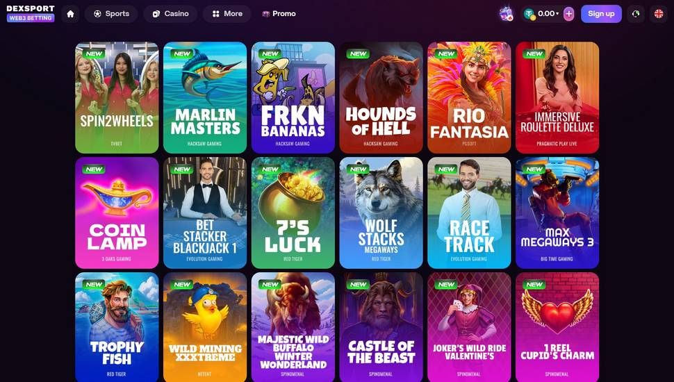 Dexsport.io casino slots page