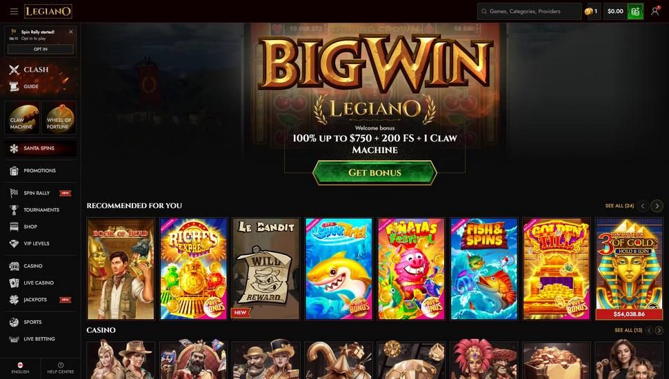 Legiano Casino main page