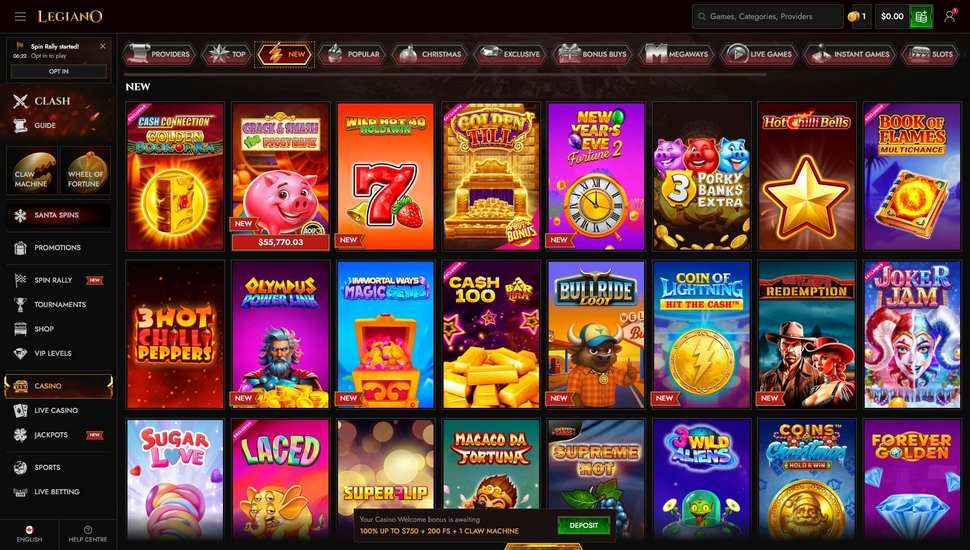 Legiano Casino slots page