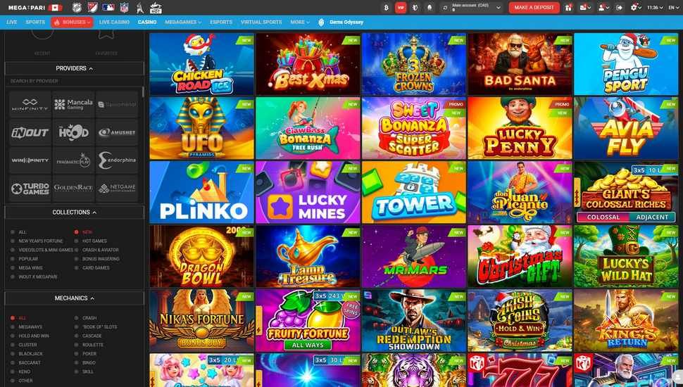 Megapari casino slots page