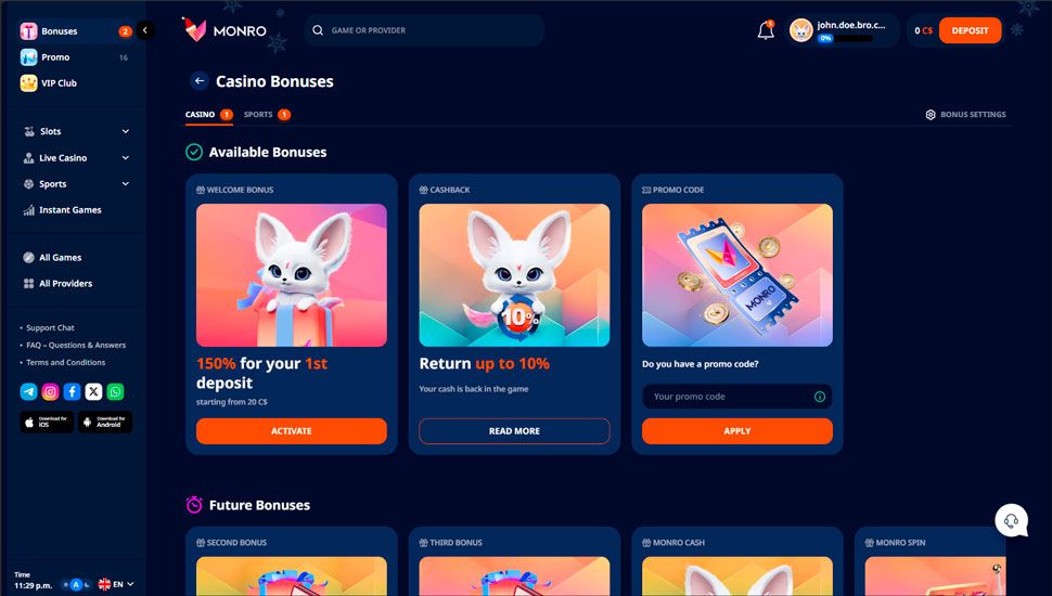 Monro bonuses