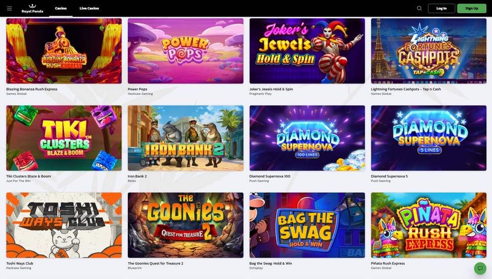 Royal Panda casino slots page