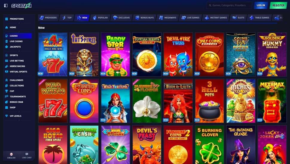 Sportaza casino slots page
