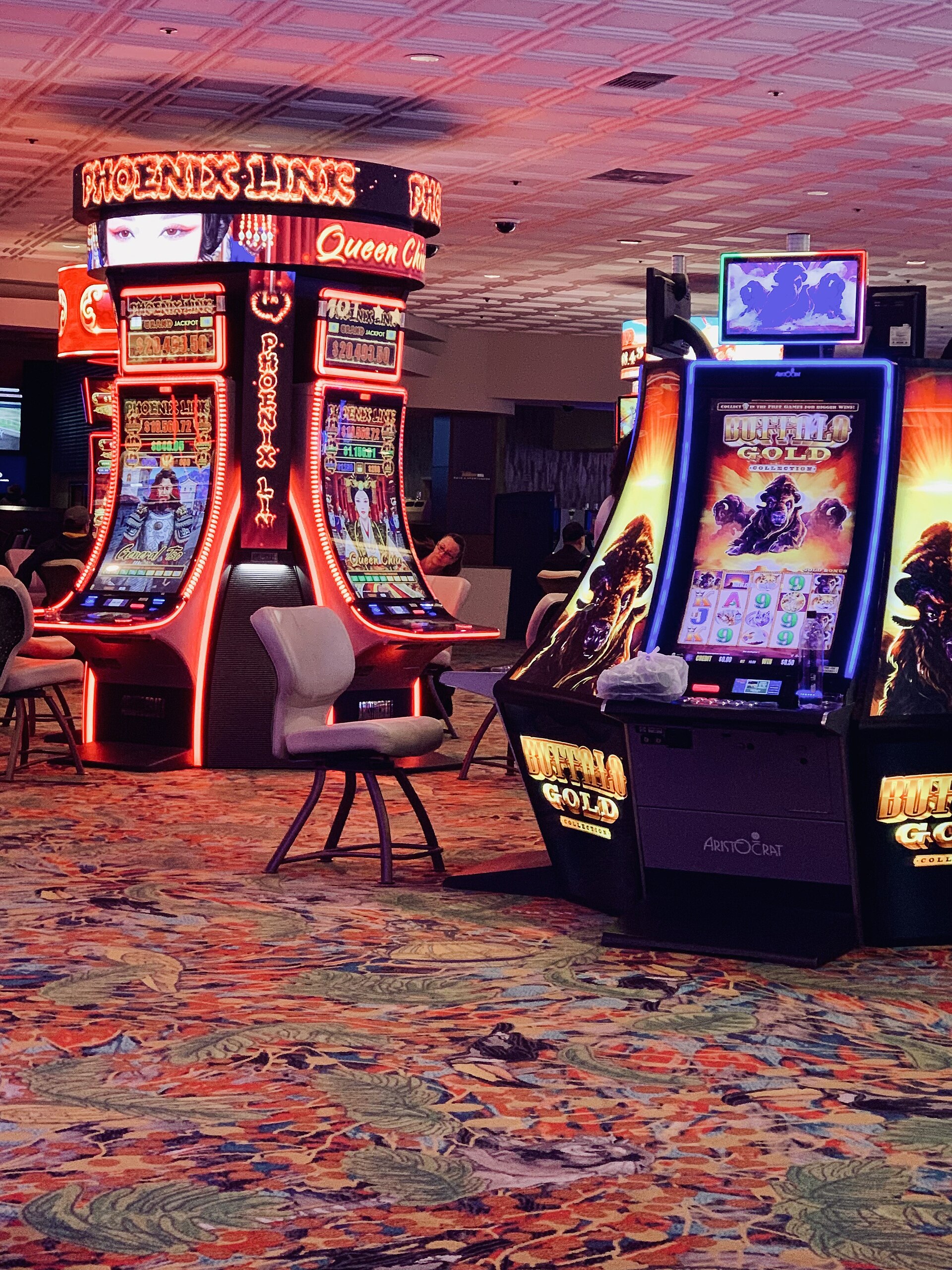 Casino slot machines representing sweepstakes casino player risk after VGW founder resignation
