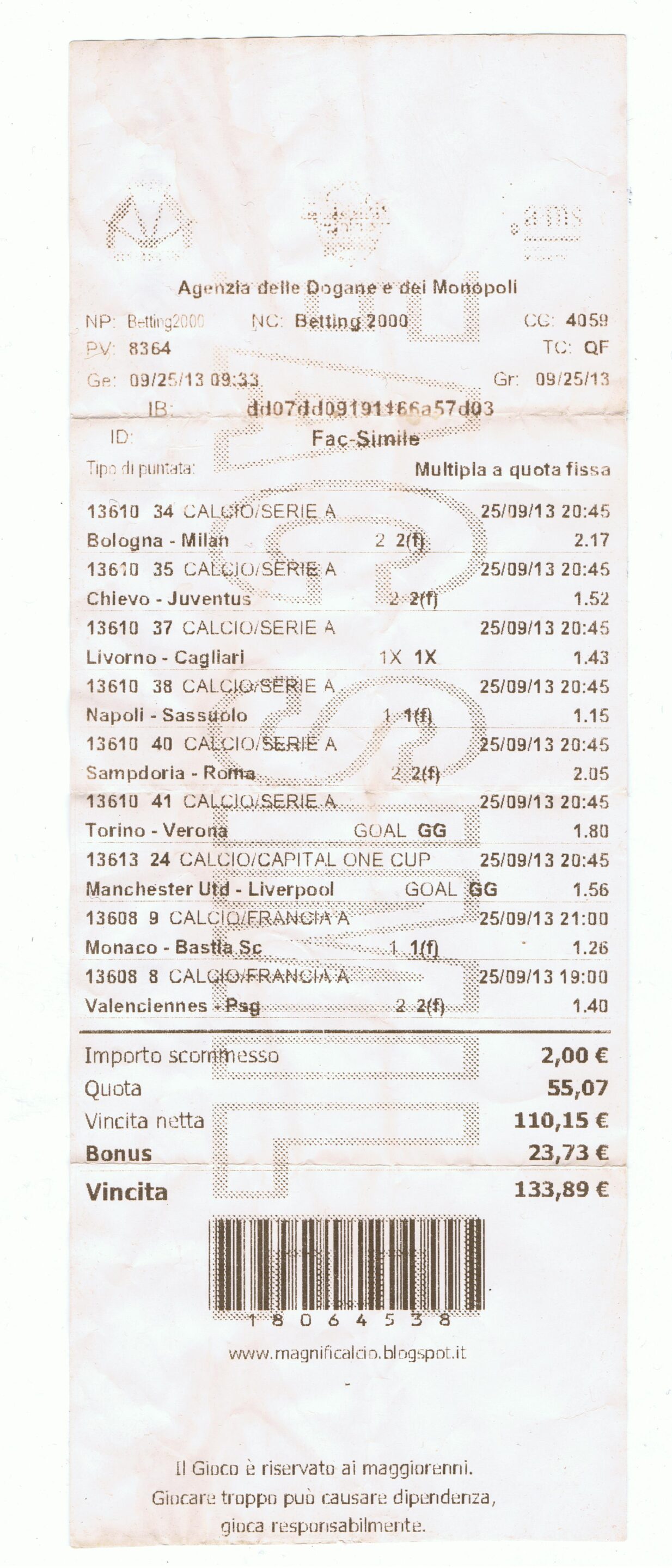 Sports betting tickets representing World Cup sportsbook handle and public betting pressure