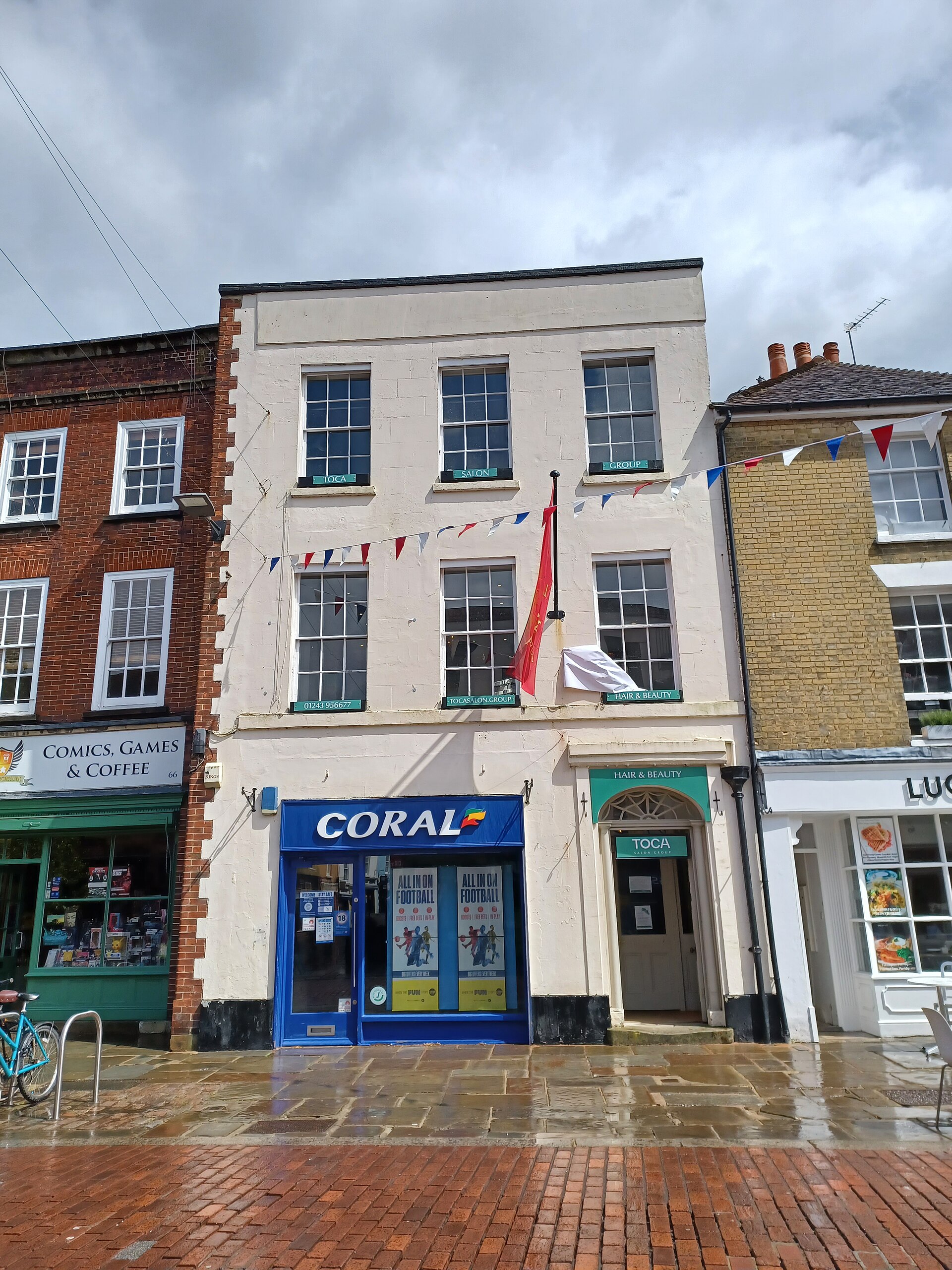 Betting shop exterior representing a World Cup sportsbook promo ledger