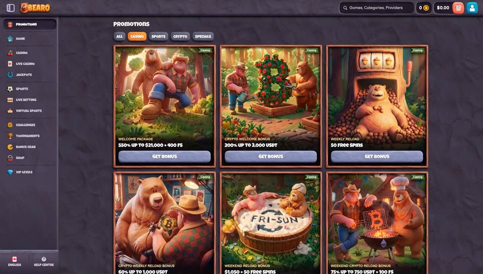 Bearo Casino promotions